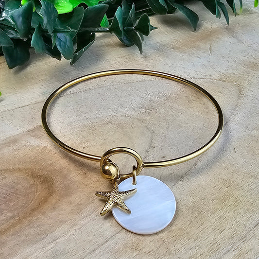 Jonc Aurélie médailles coquillage et étoile de mer