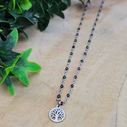 Collier Angélique noir et argenté