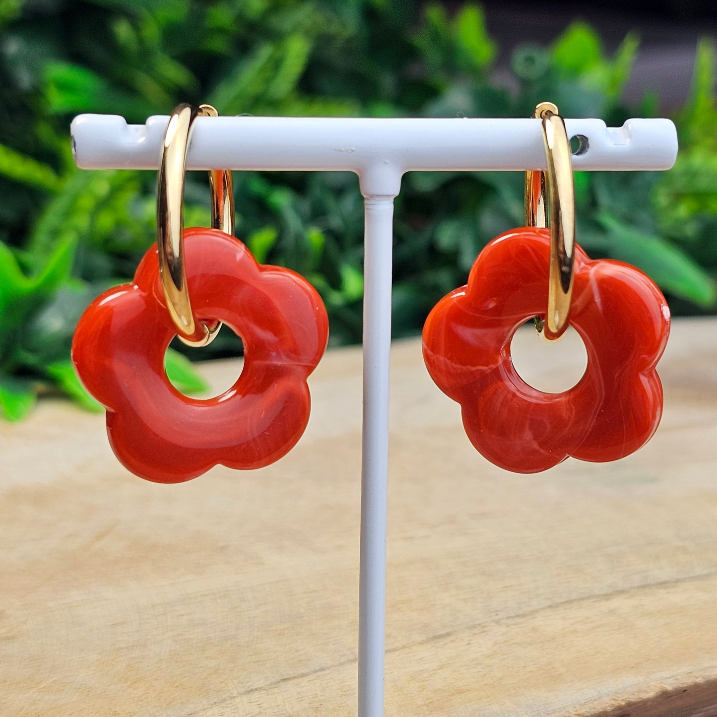 Boucles d'oreilles Perly (Grande fleurs 25 mm) brique