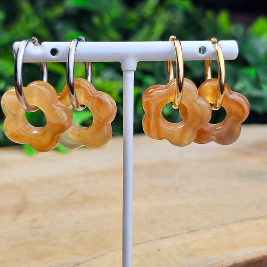 Boucles d'oreilles Perly  fleurs moyenne 20 mm) Taupe