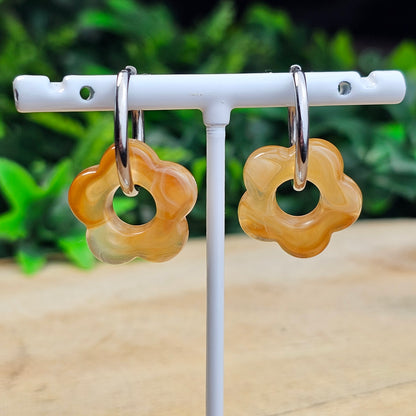 Boucles d'oreilles Perly  fleurs moyenne 20 mm) Taupe