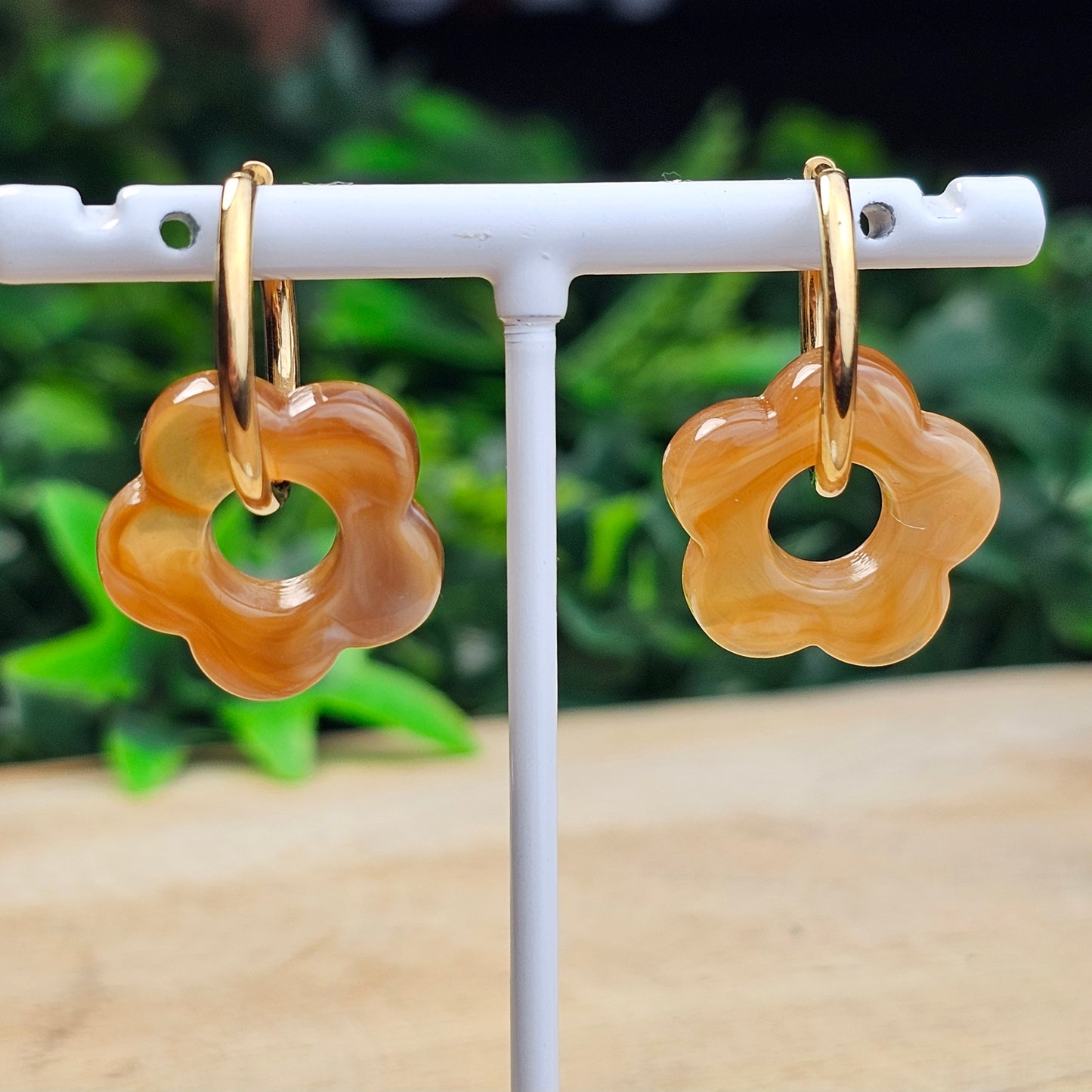 Boucles d'oreilles Perly  fleurs moyenne 20 mm) Taupe