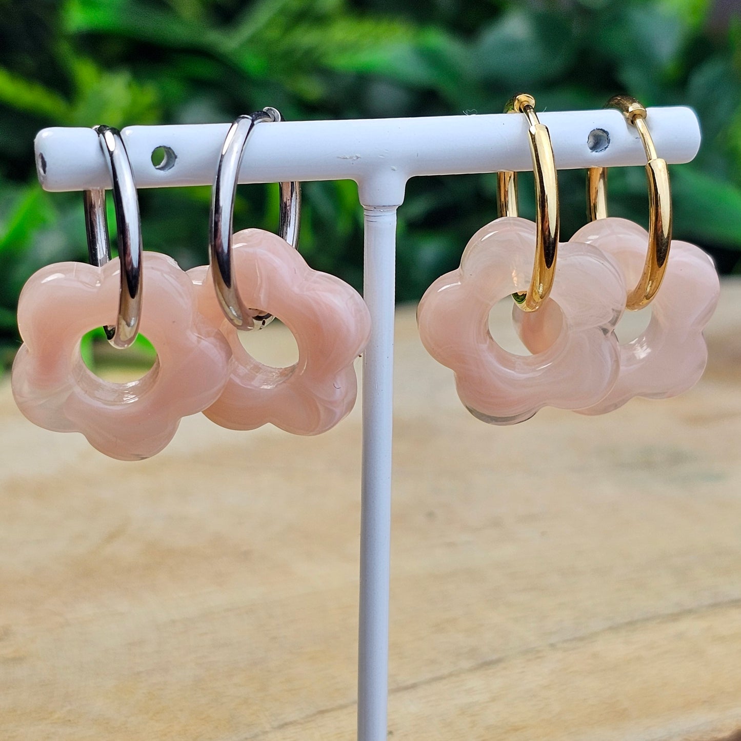 Boucles d'oreilles Perly  fleurs moyenne 20 mm) rose pâle