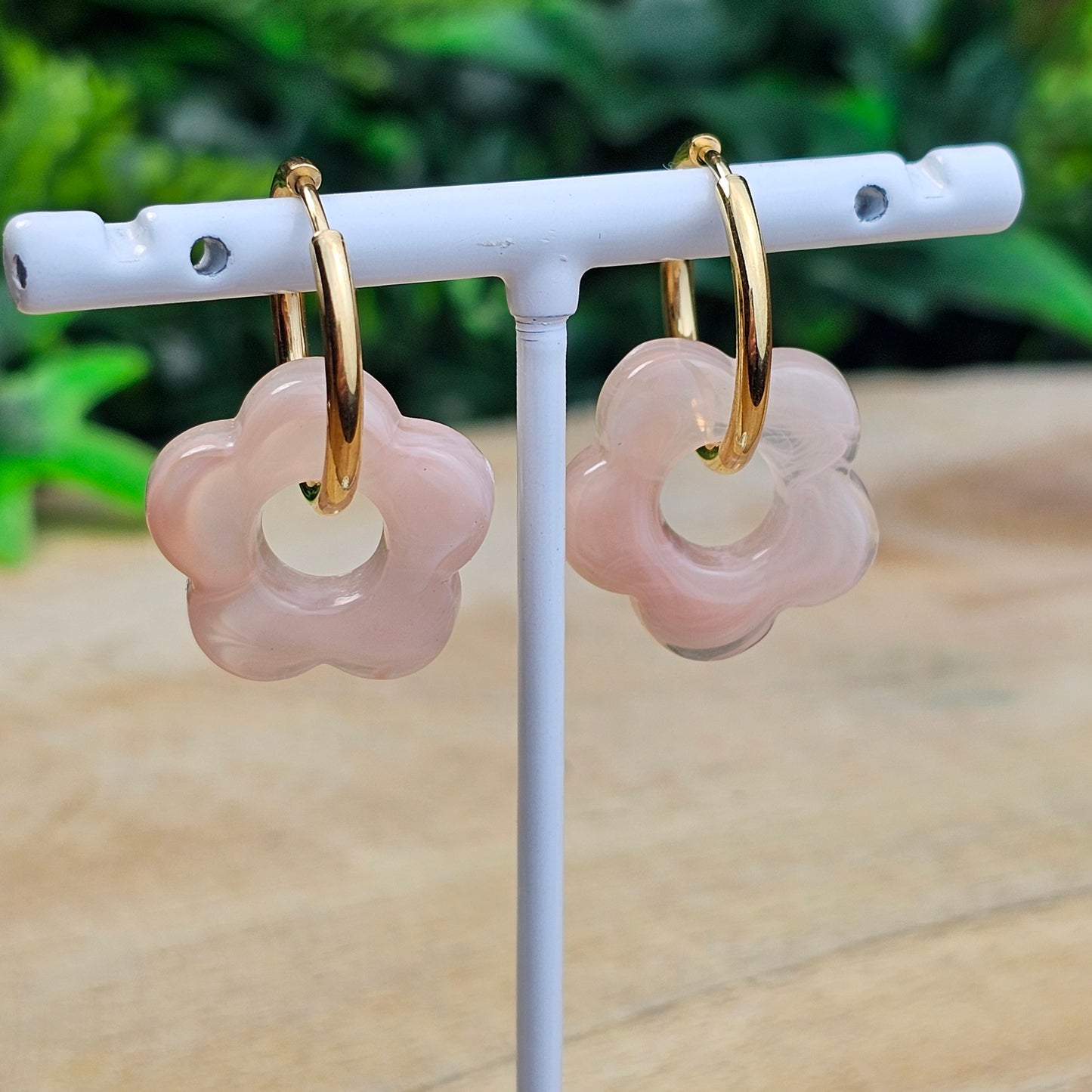 Boucles d'oreilles Perly  fleurs moyenne 20 mm) rose pâle