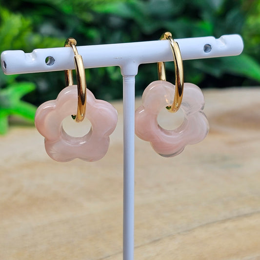 Boucles d'oreilles Perly  fleurs moyenne 20 mm) rose pâle