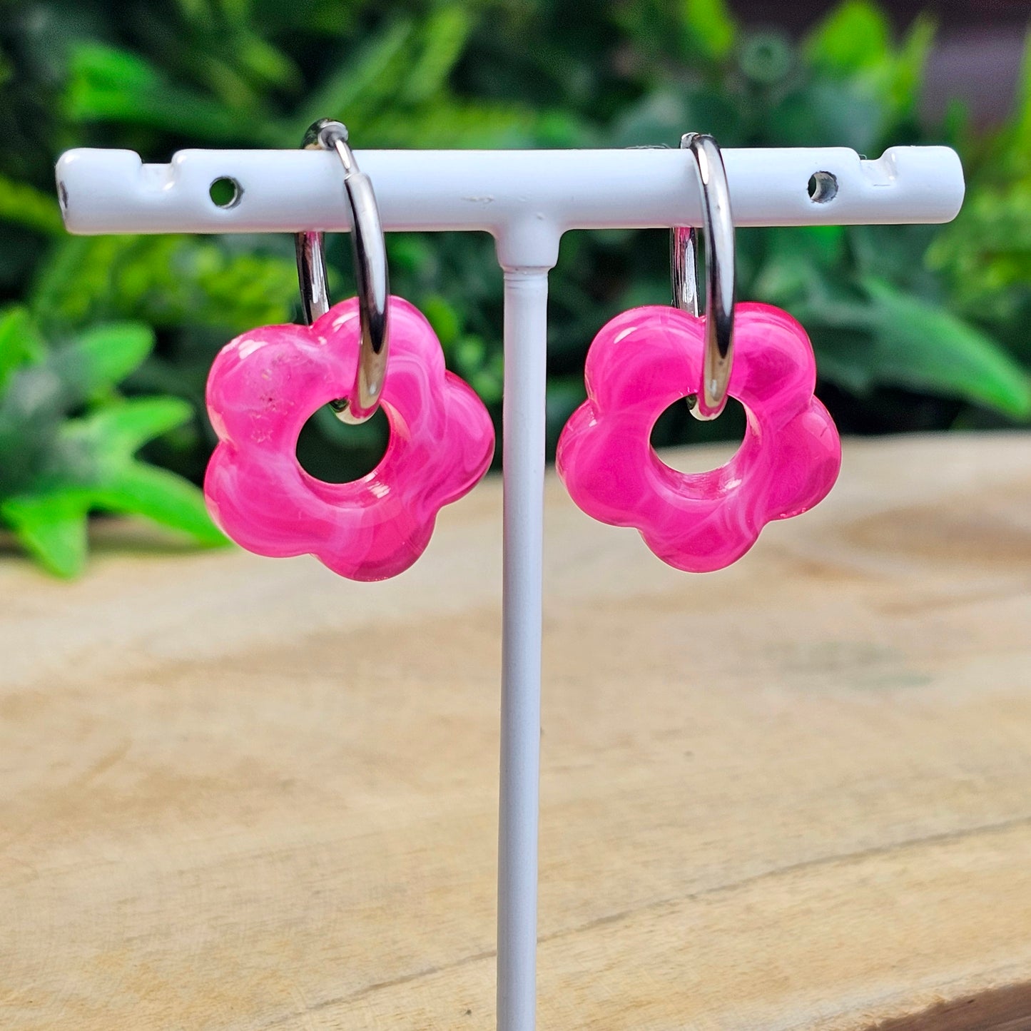 Boucles d'oreilles Perly  fleurs moyenne 20 mm) fuchsia