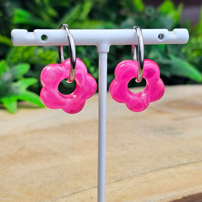 Boucles d'oreilles Perly  fleurs moyenne 20 mm) fuchsia