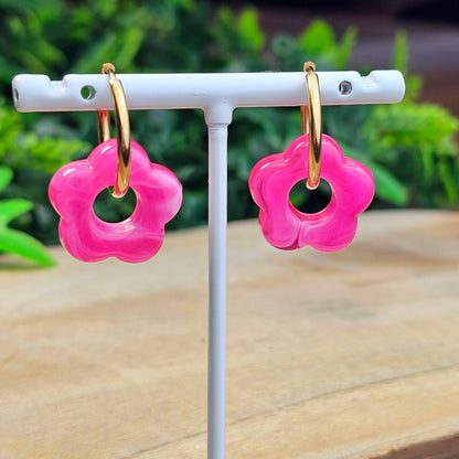Boucles d'oreilles Perly  fleurs moyenne 20 mm) fuchsia
