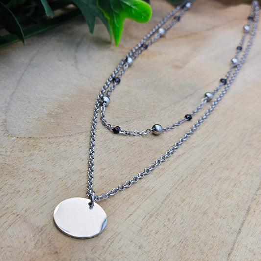 Collier double Ninon argenté