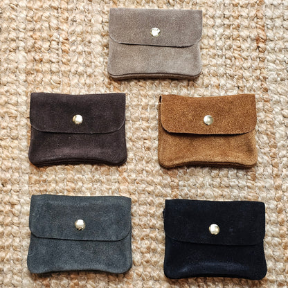 Porte monnaie en daim camel