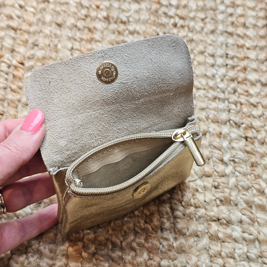 Porte monnaie en cuir rose gold