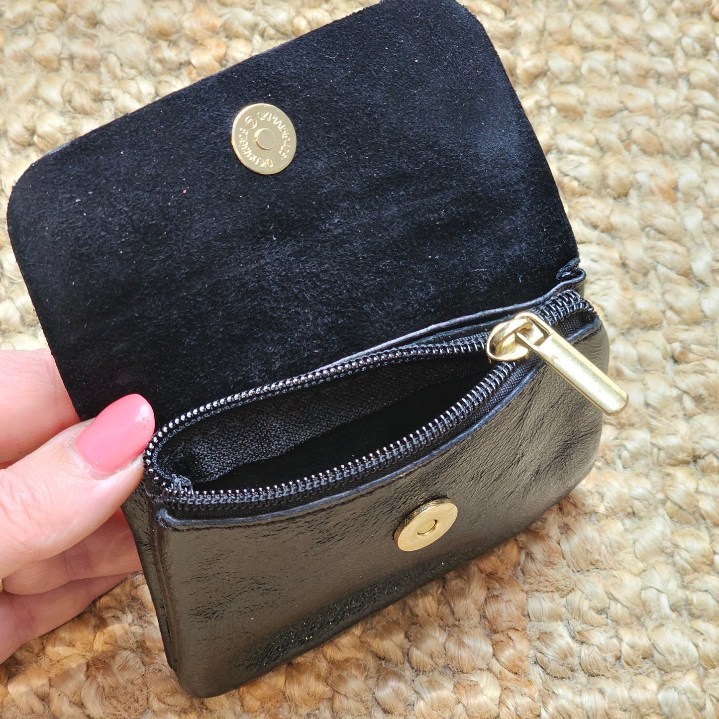 Porte monnaie en cuir noir