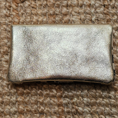 Grand porte monnaie en cuir et daim grand léopard beige