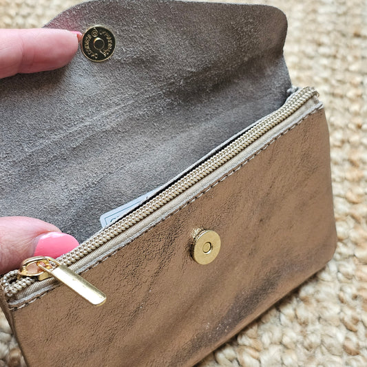 Grand porte monnaie en cuir bronze