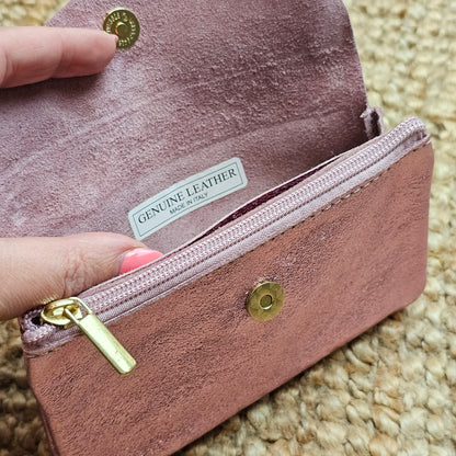 Grand porte monnaie en cuir rose