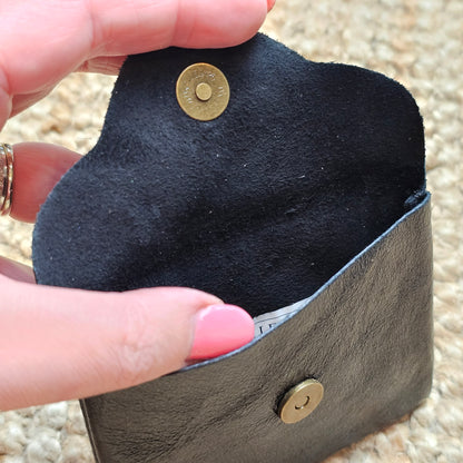 Petit porte monnaie en cuir noir