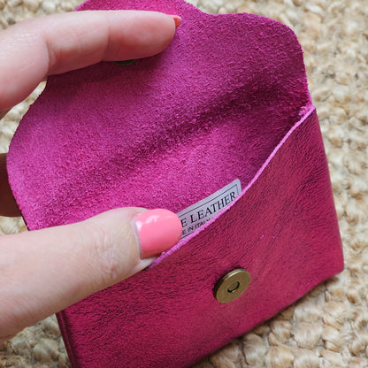 Petit porte monnaie en cuir fuchsia