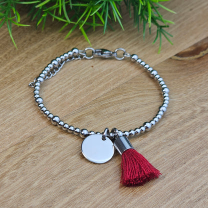 Bracelet Marjolaine médaille et pompon