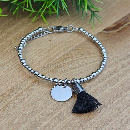 Bracelet Marjolaine médaille et pompon