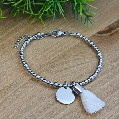 Bracelet Marjolaine médaille et pompon