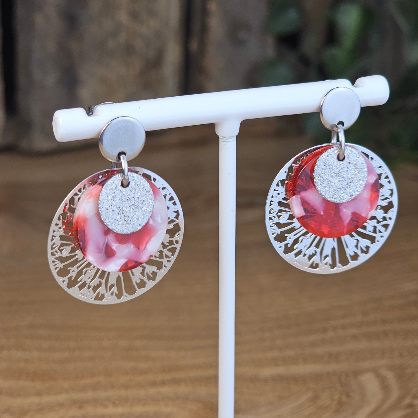 Boucles d'oreilles Janice rouge