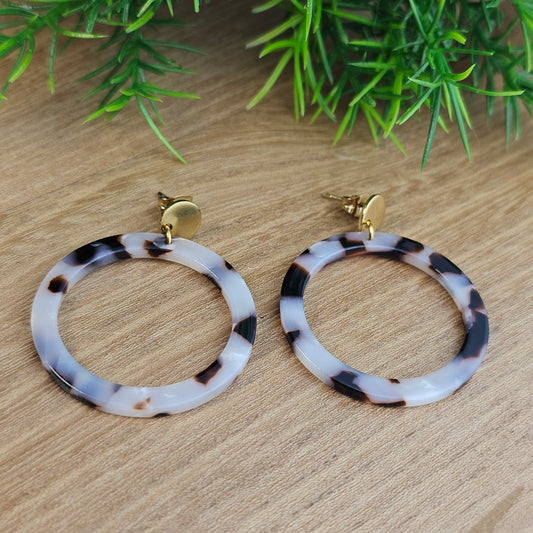 Boucles d'oreilles Louane blanche/noire