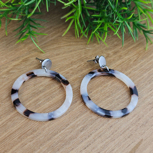 Boucles d'oreilles Louane blanche/noire
