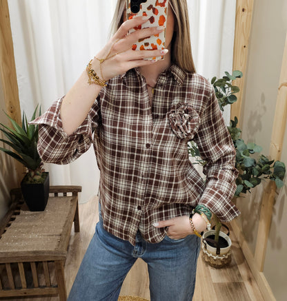 Chemise carreaux marron