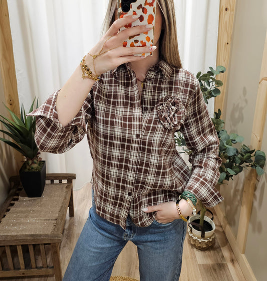 Chemise carreaux marron