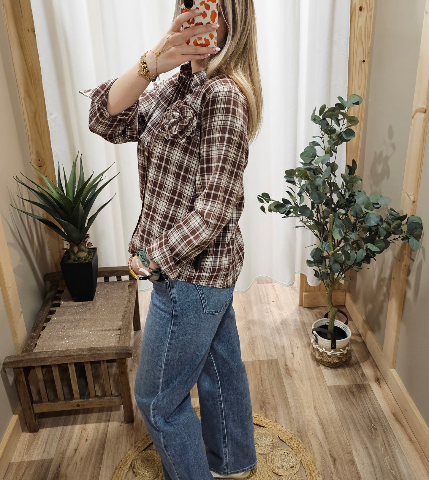 Chemise carreaux marron