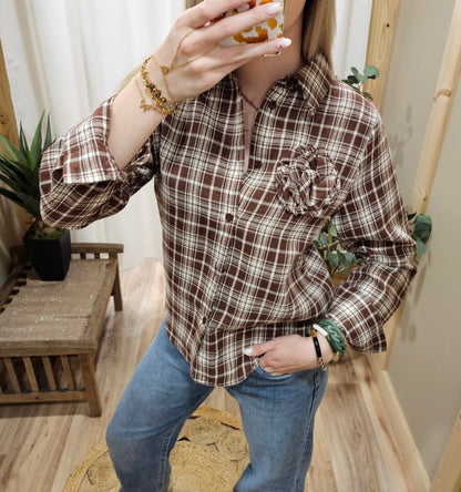 Chemise carreaux marron