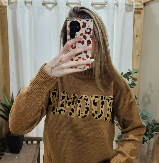 Pull camel "Amour" léopard