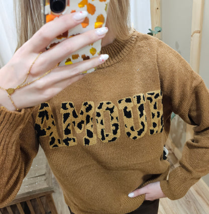Pull camel "Amour" léopard