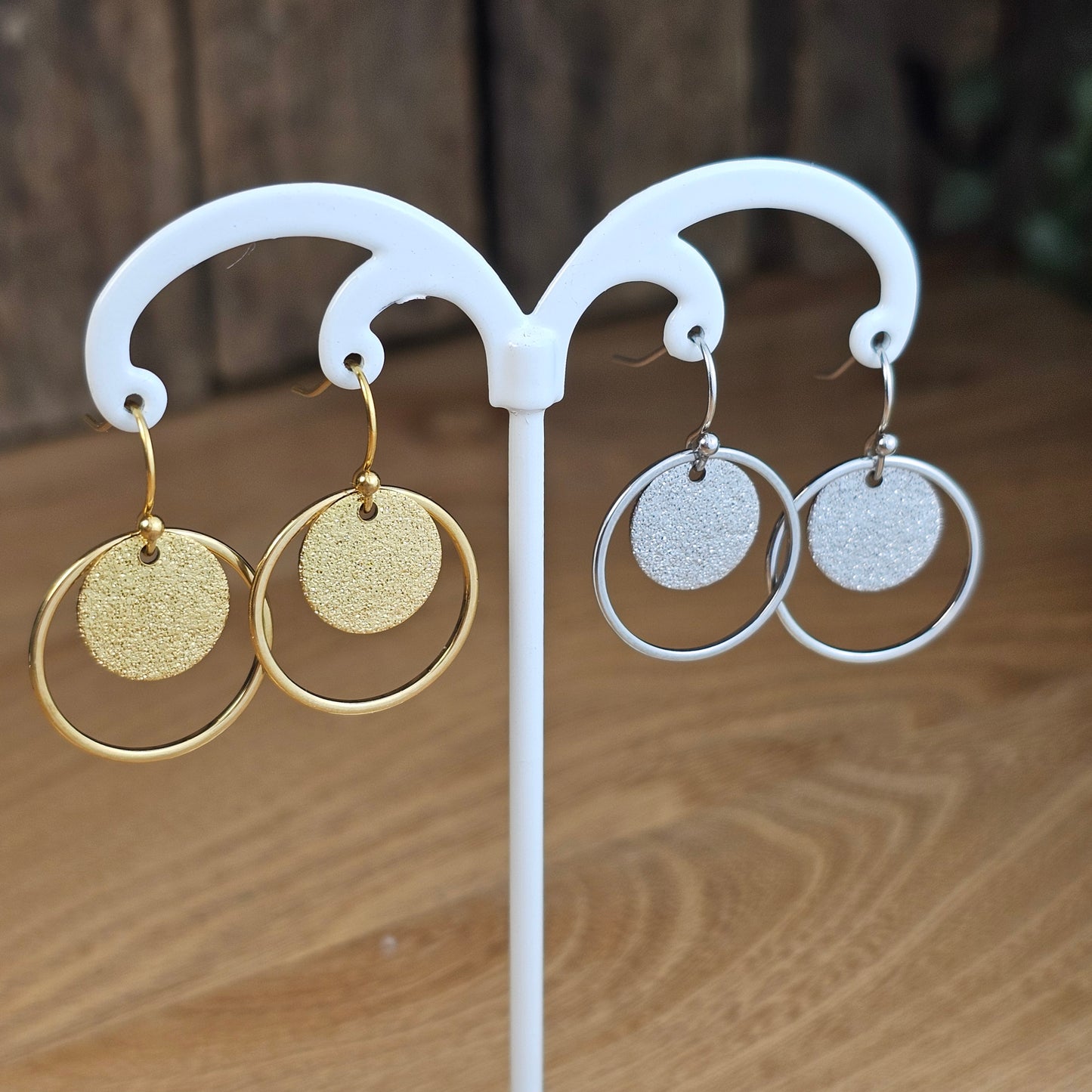 Boucles d'oreilles Jalna médaille pailletée