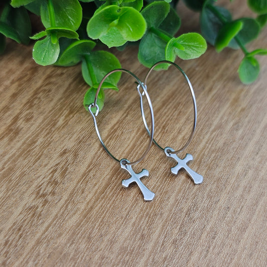 Boucles d'oreilles Doriane croix