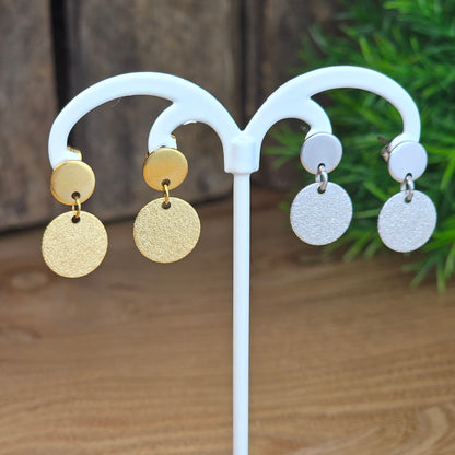 Boucles d'oreilles Suzon médaille paillettée