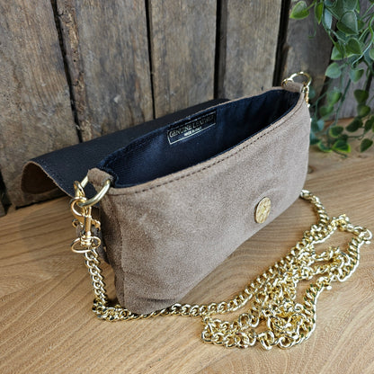 Petit sac en daim taupe