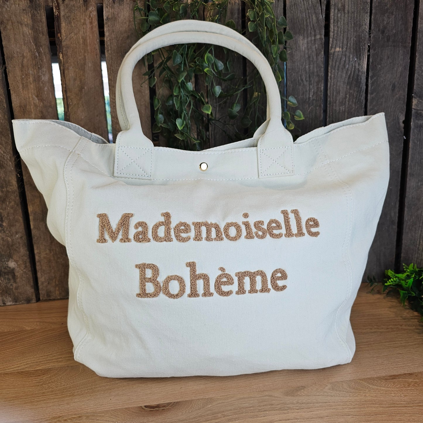 Sac cabas Mademoiselle bohème beige écru