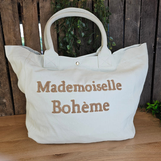 Sac cabas Mademoiselle bohème beige écru