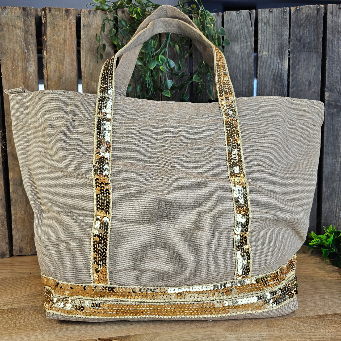 Sac cabas sequins naturel