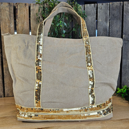 Sac cabas sequins naturel