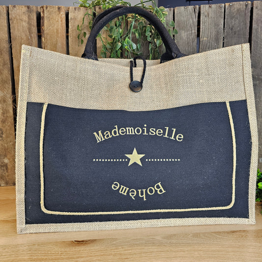 Sac cabas jute Mademoiselle Bohème