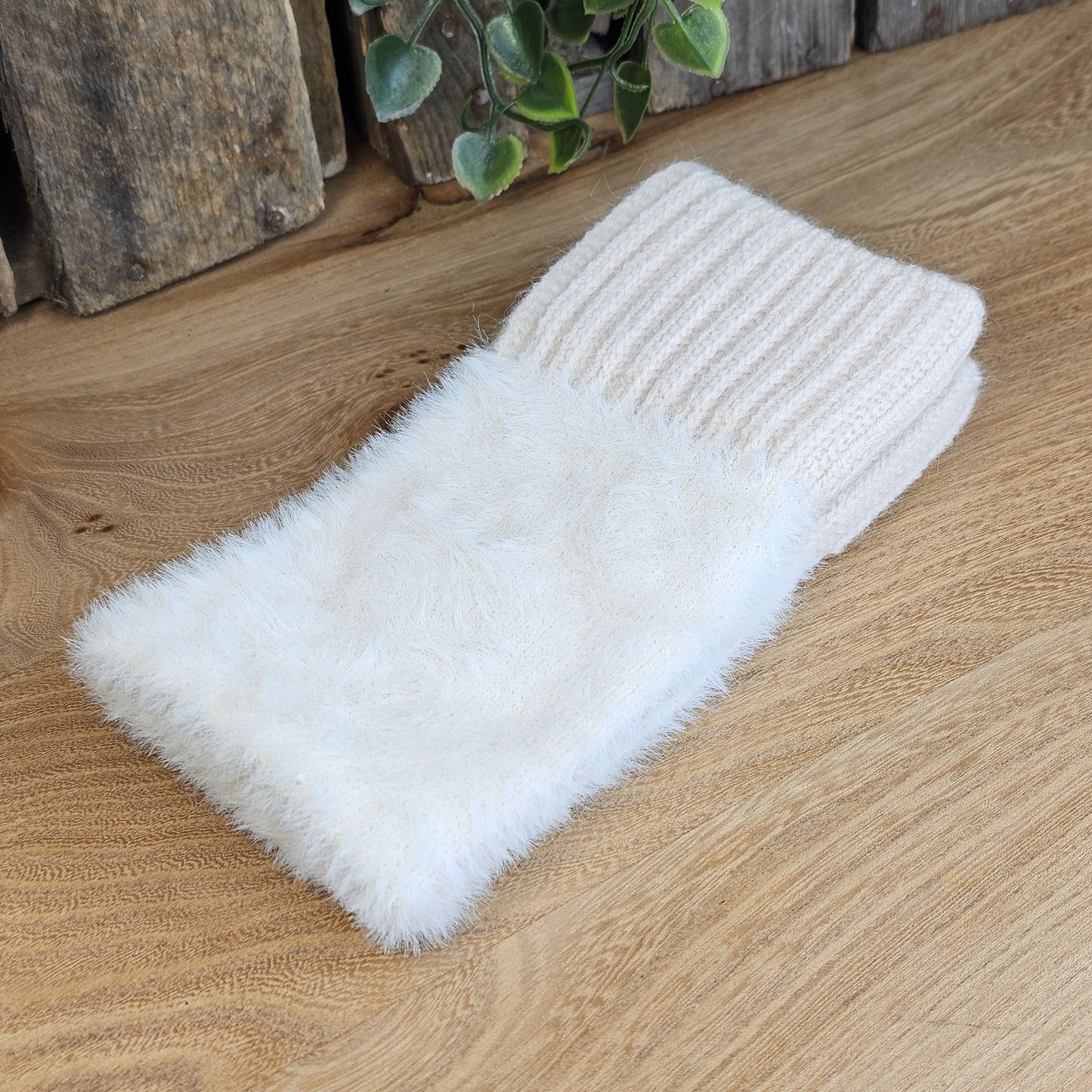 Mitaine style fourrure beige