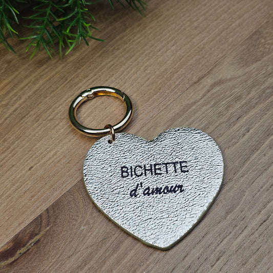 Porte-clés "Bichette d'amour" doré