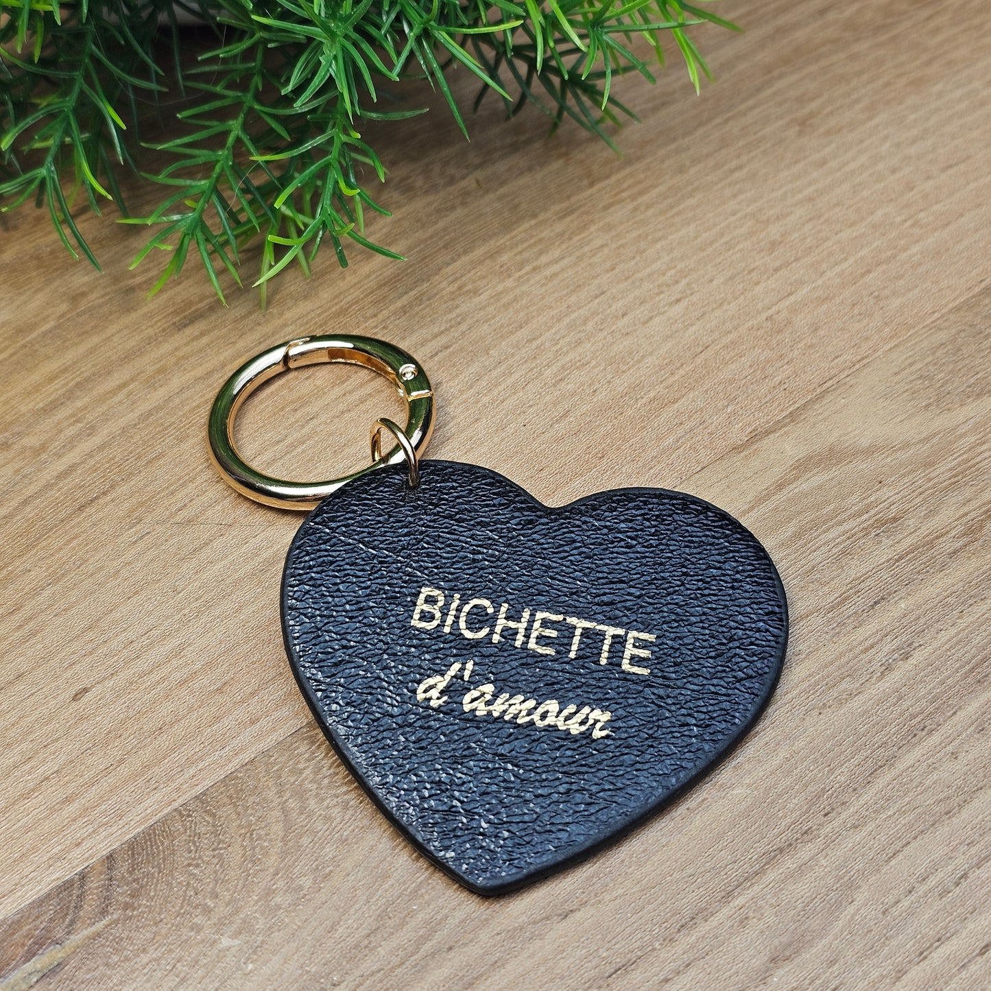 Porte-clés "Bichette d'amour" noir