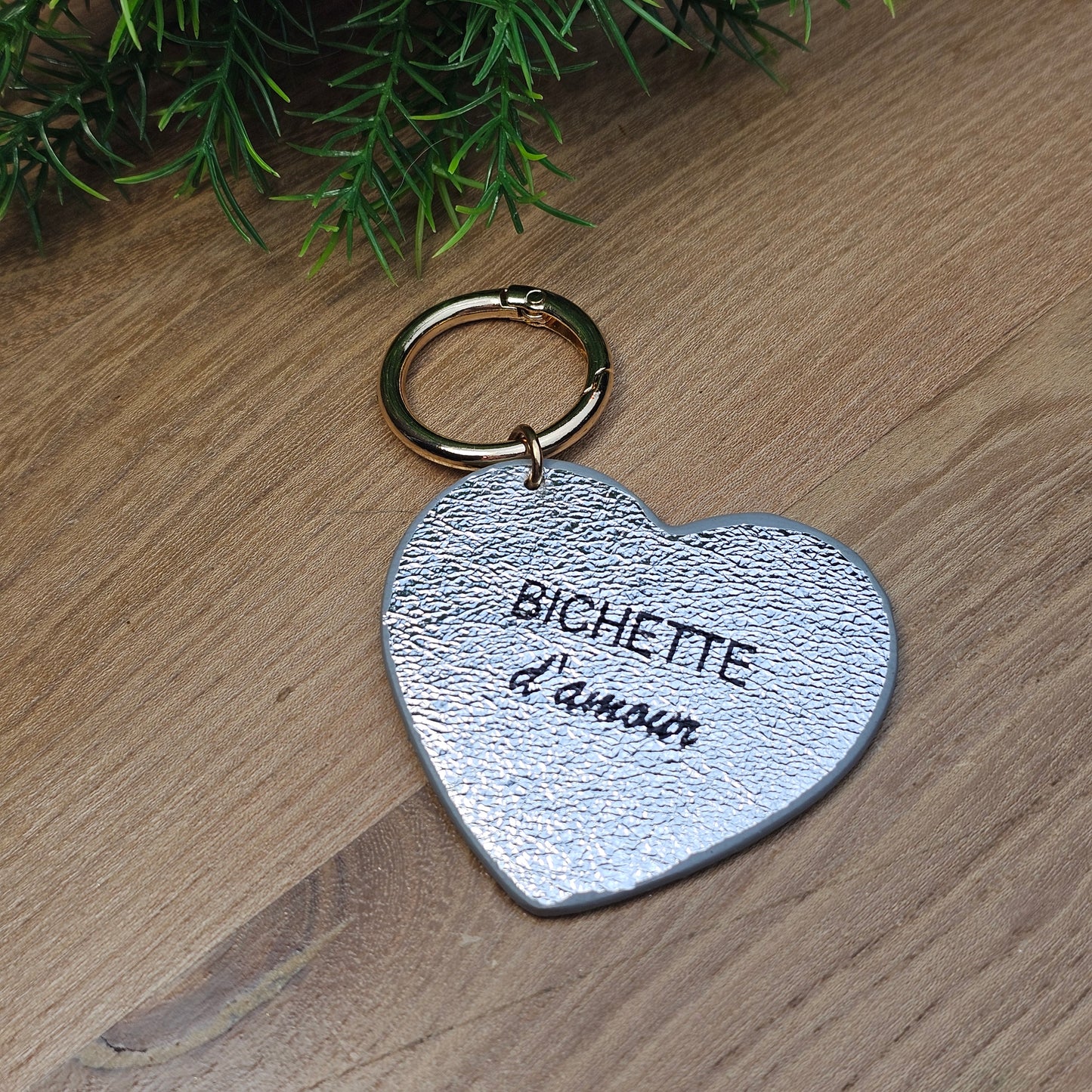 Porte-clés "Bichette d'amour" argenté
