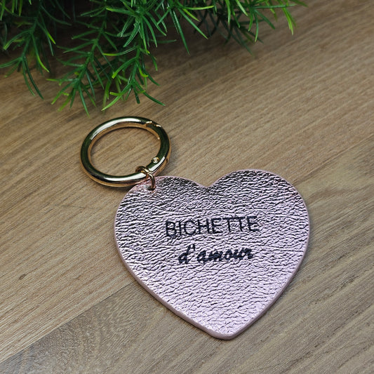 Porte-clés "Bichette d'amour" rose