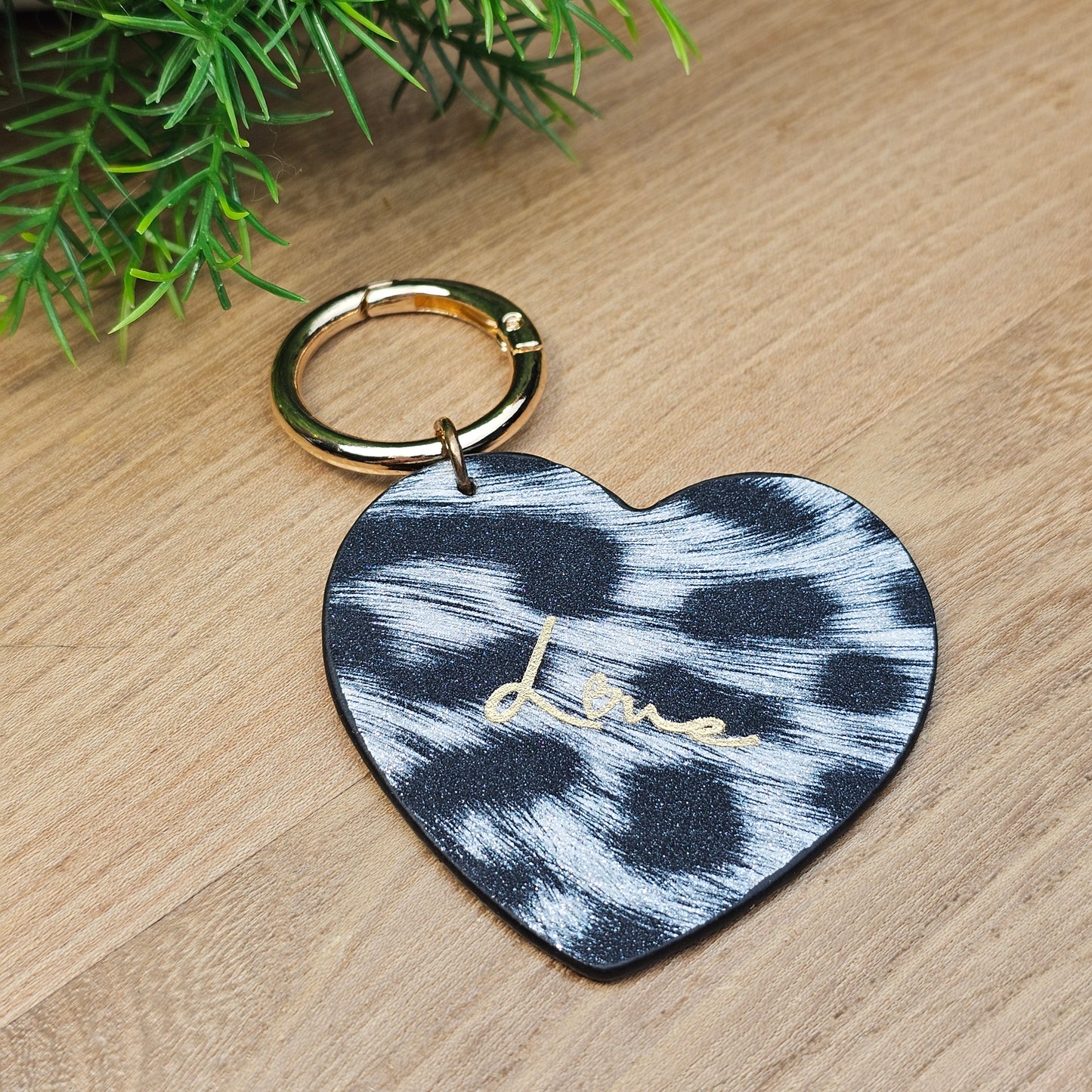 Porte-clés "Love" léopard noir