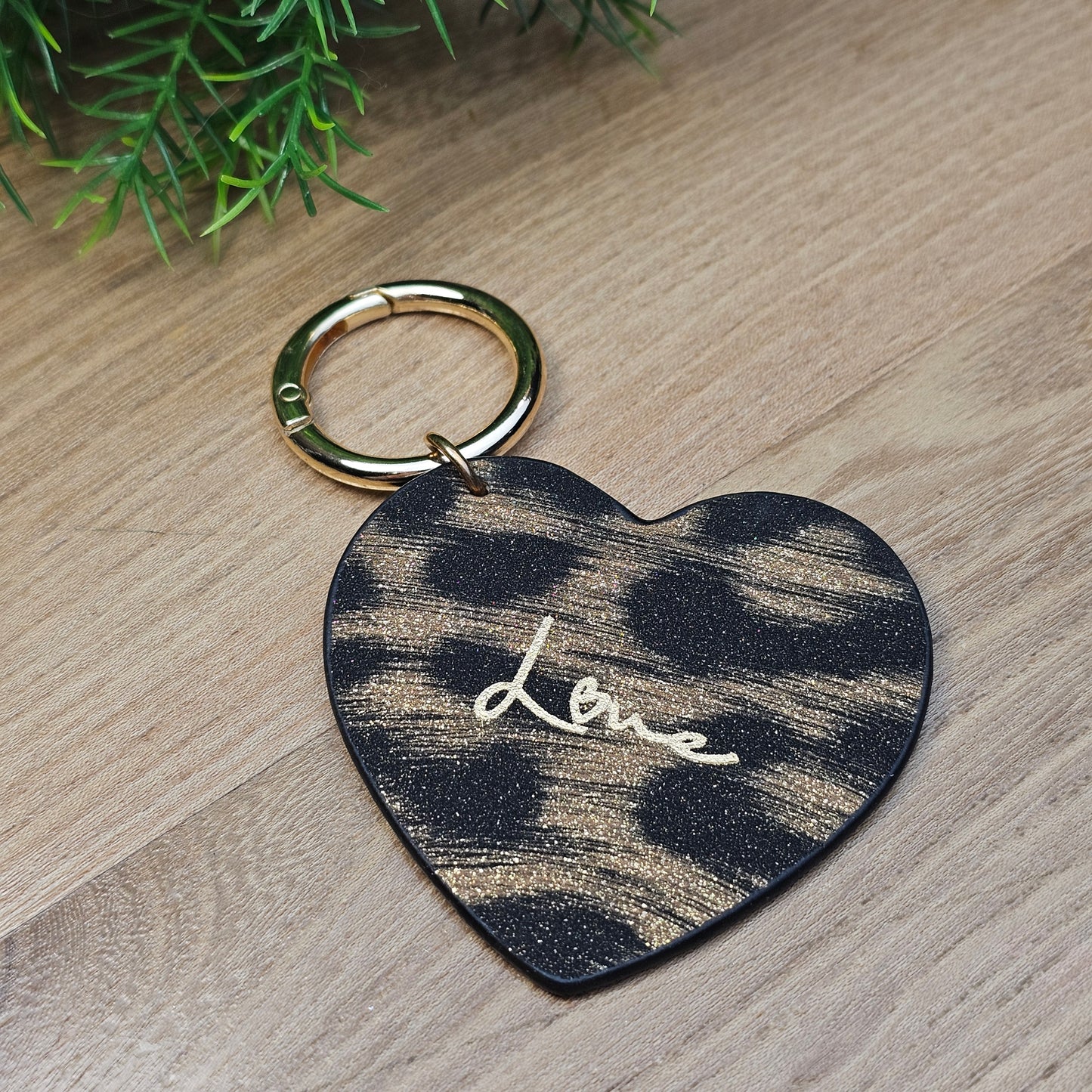 Porte-clés "Love" léopard marron