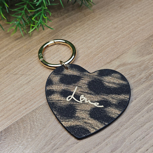 Porte-clés "Love" léopard marron